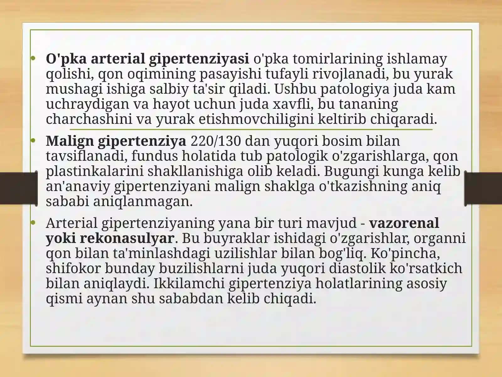 Gipertenziya va uning asoratlari bilan og’rigan bemorlarni parvarish qilish 4