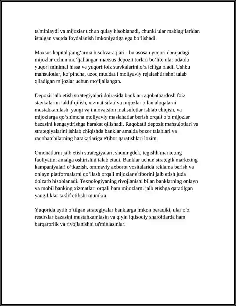 Depozitlar jalb etish strategiyalari va mahsulotlari 4