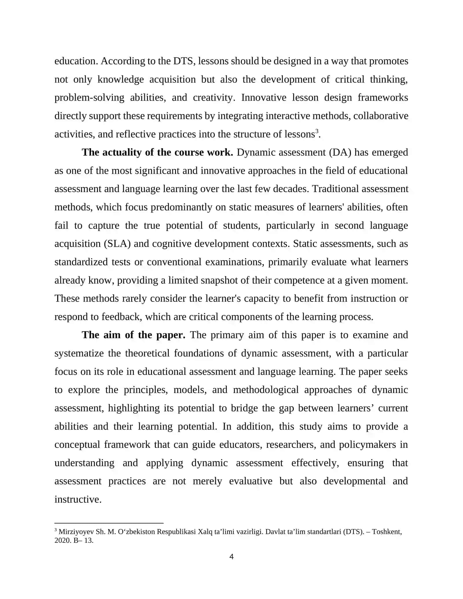 COURSE WORK: DYNAMIC ASSESSMENT IN ENGLISH LANGUAGE LEARNING 4