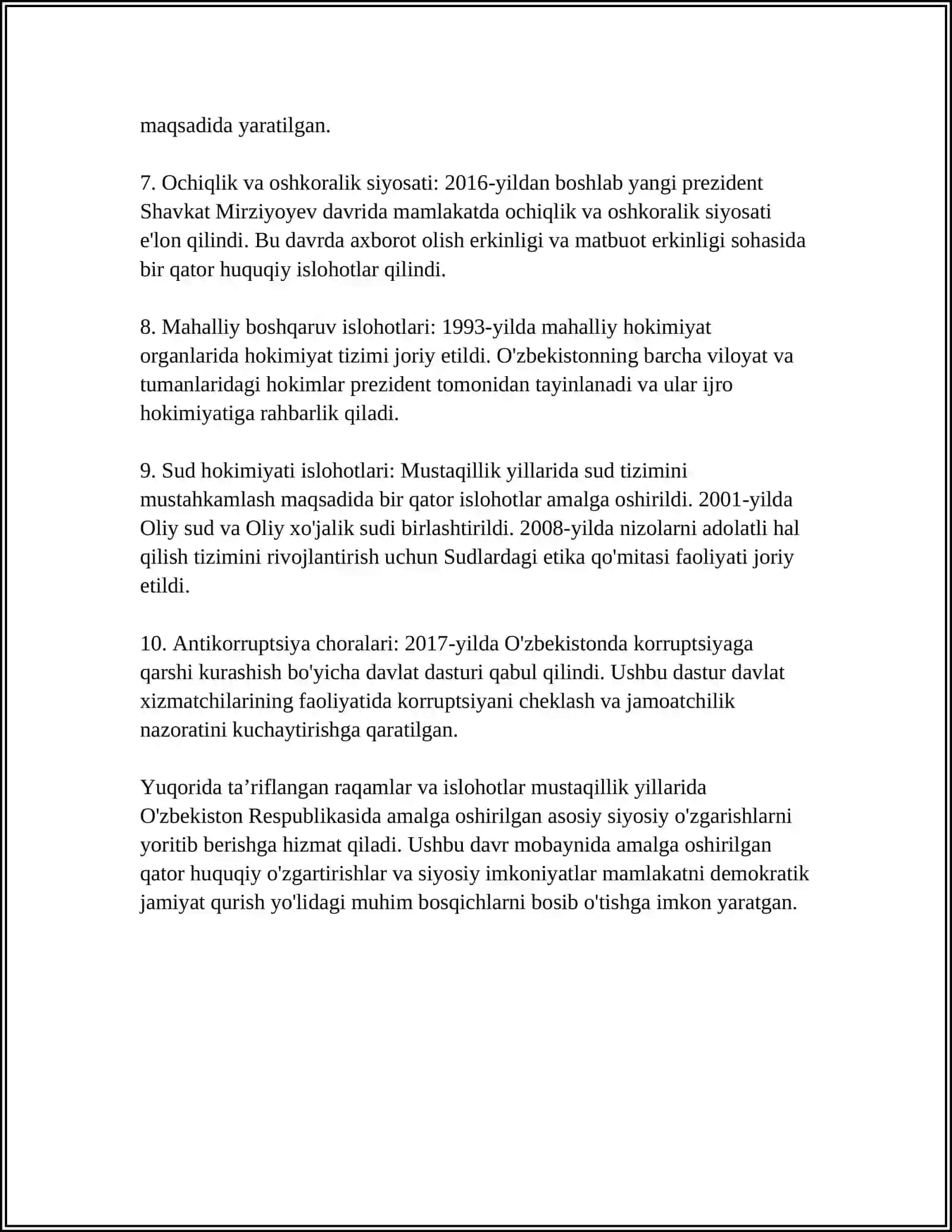 OʻZBEKISTONNING ENG YANGI TARIXI OʻQUV FANINING MAQSADI VA VAZIFALARI 4