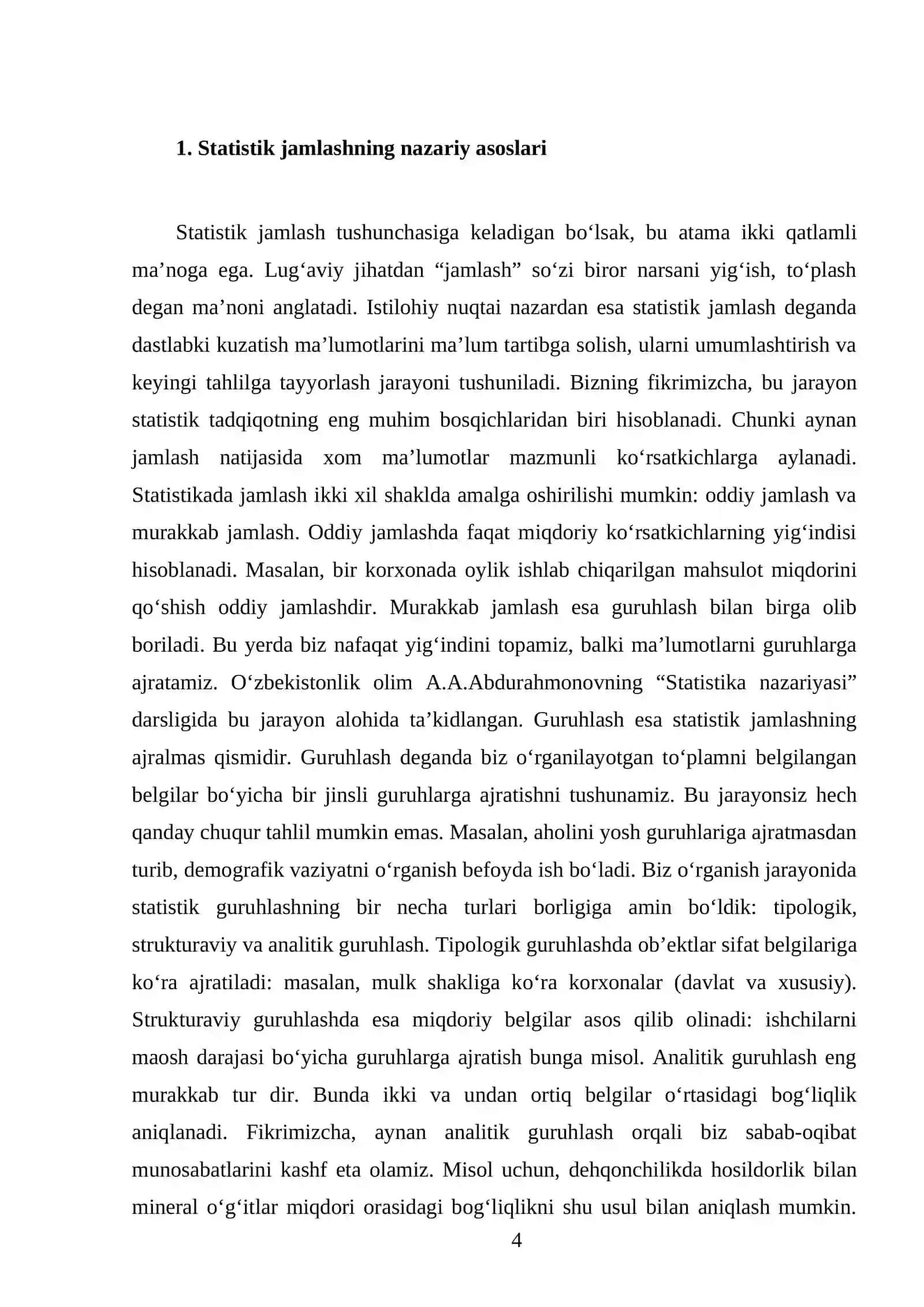 Statistik jamlash va guruhlash 4