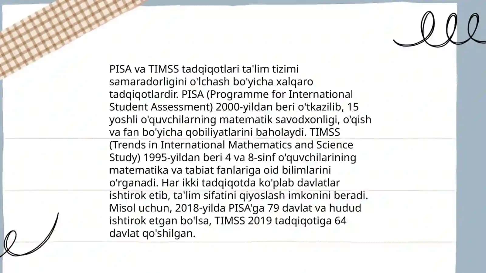 Xalqaro baholash tadqiqotlari ta'lim sifatida muhim qadam 4