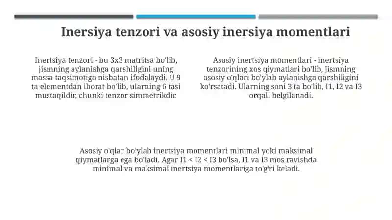 Bosh inersiya o‘qlari va markasdan qochuvchi inertsiya markazi 4