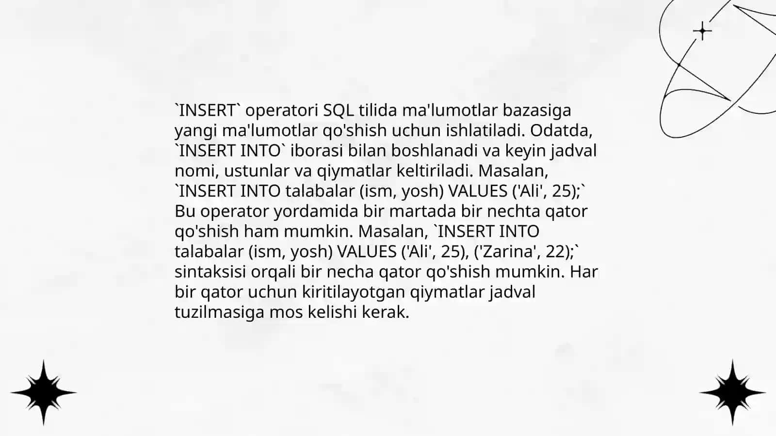 SQL til operatorlari vazifalari 4