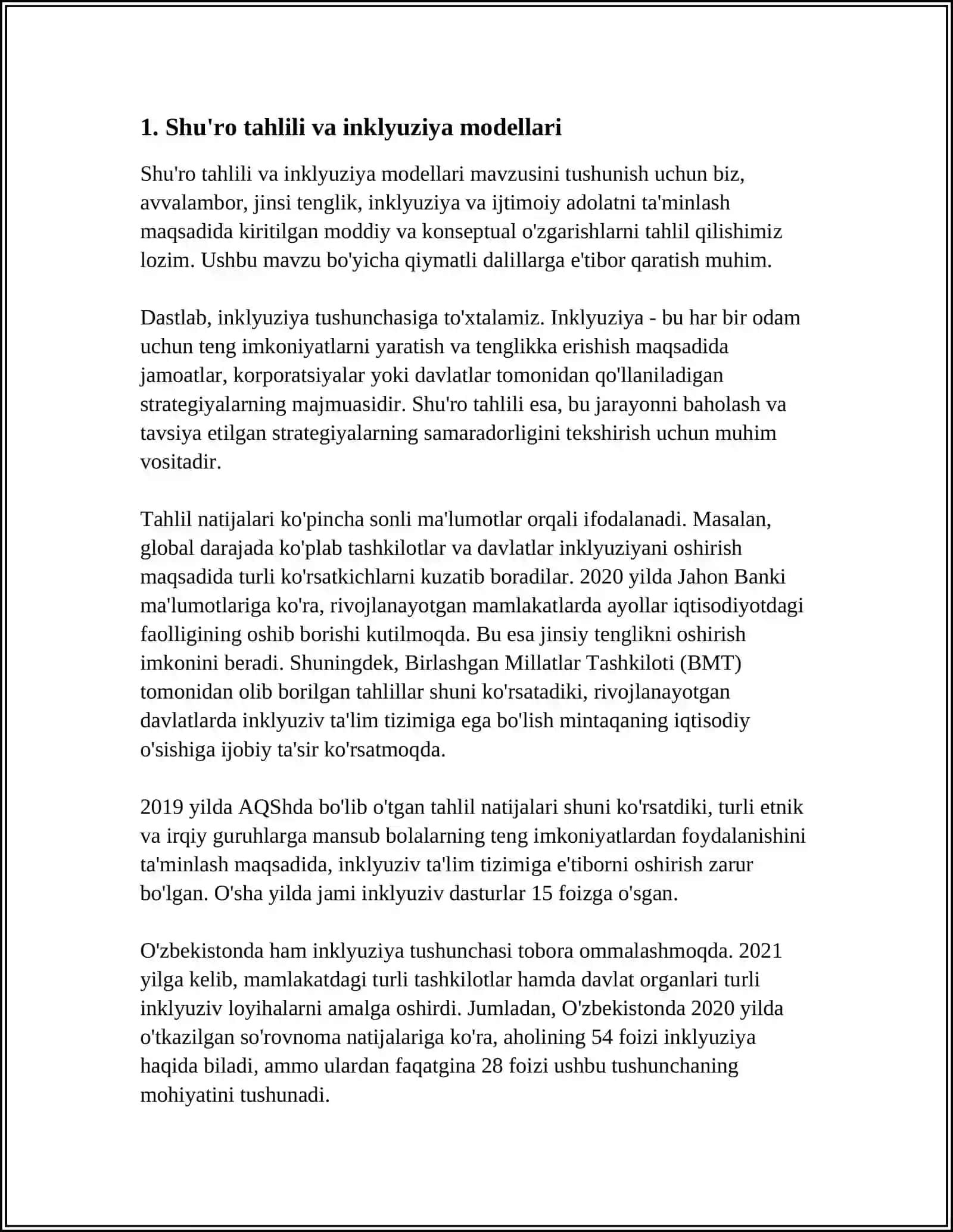 ALOHIDA TA'LIM EHTIYOJLARI BO'LGAN BOLALARDA RIVOJLANISHDAGI NUQSONNING CHUQURLIGI VA TUZILISHIGA QARAB INKLYUZIYA MODELLARINI TANLASH 4