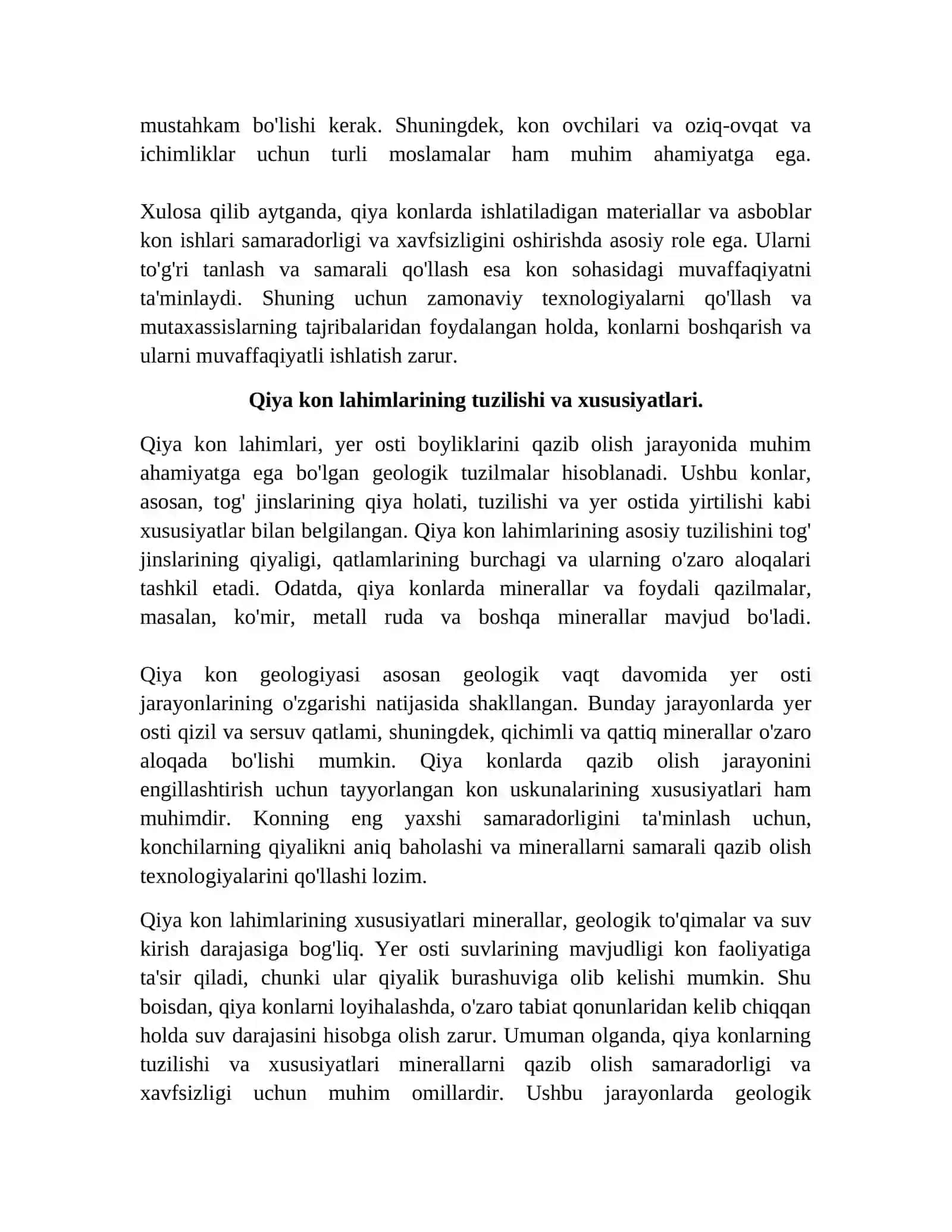 Qiya kon lahimlarini oʻtishda asosiy texnologik jarayonlar 4