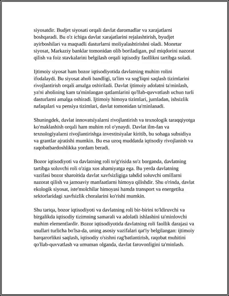 IQTISODIYOT, BOZOR VA IQTISODIY SIYOSAT 4