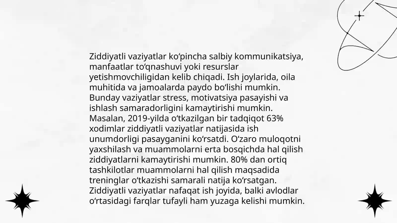 Shaxslararo munosabatlarda ziddiyatli vaziyatlarni bartaraf etish treningi 4