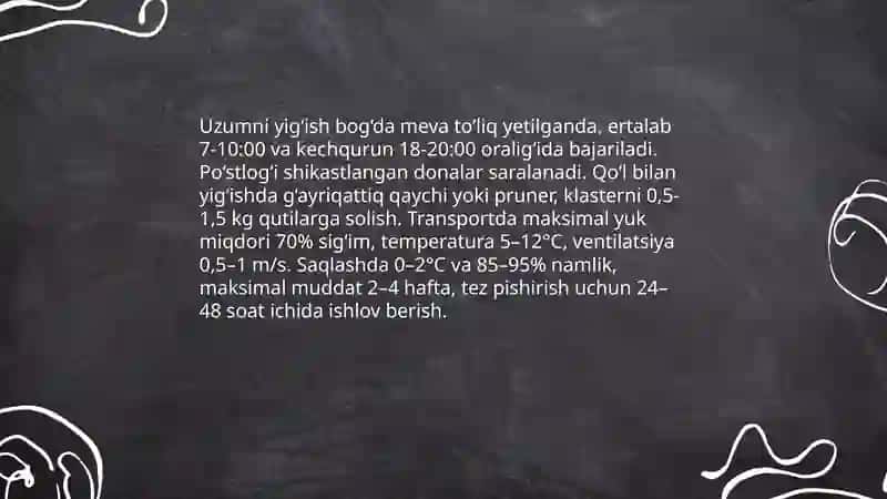 Uzumdan sharbat, qiyom, murabova sharob tayorlash texnalogiyasi 4