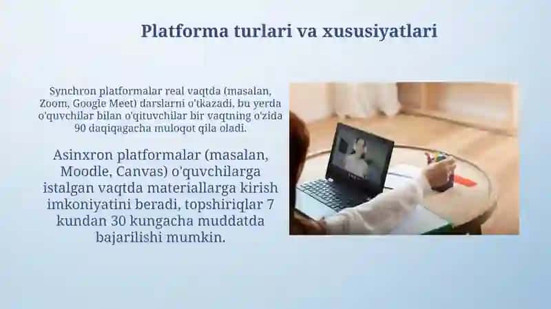 Masofaviy ta‘lim platformalari: Umumiy ko‘rinish 4