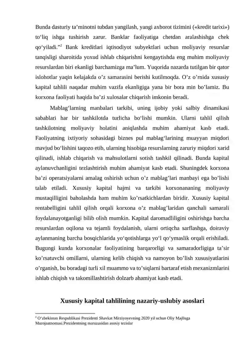 Xususiy kapital tahlili va uni xorij tajribasi asosida takomillashtirish 4