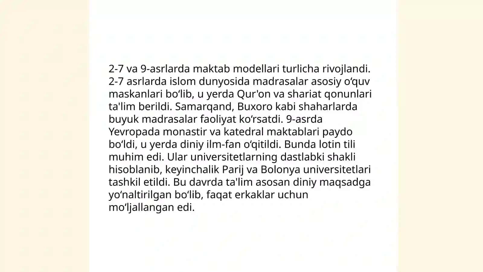 7 va 9 asrgacha bólgan davrda maktab tarbiya va pedagogik fikr taraqqiyoti 4