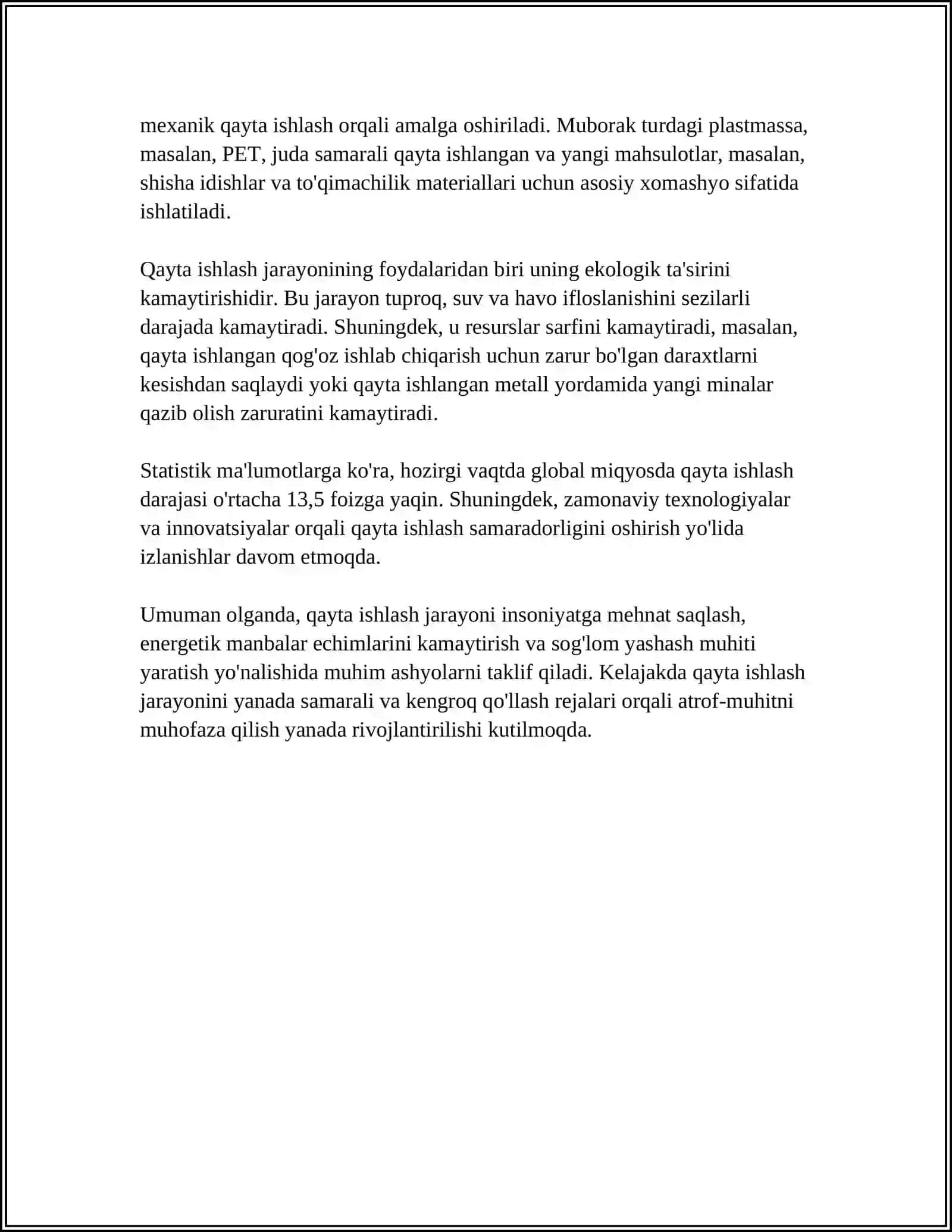 QAYTA ISHLASH (RESTRUKTRUZATSIYA) VA QOʻSHIMCHA YOʻLLAR 4
