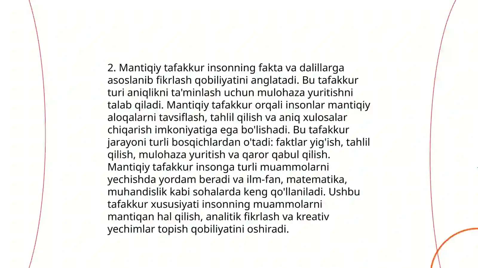 Tafakkur operatsiyalari, tafakkur shakllari, turlari 4