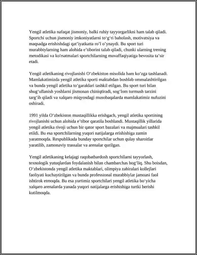 YENGIL ATLETIKA BILAN SHUGILLANTIRISH VA UNIOʻRGATISH ASOSLARI 4