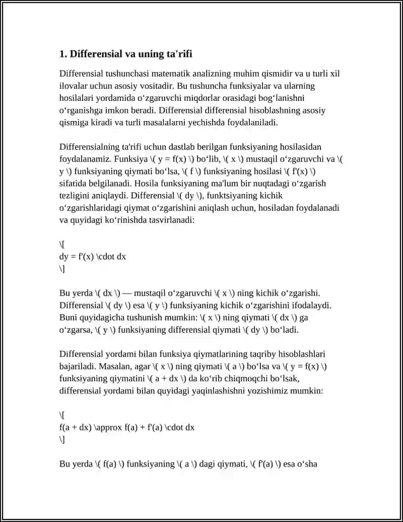 DIFFERENSIAL YORDAMIDA TAQRIBIY HISOBLASHLARNI BAJARISH 4