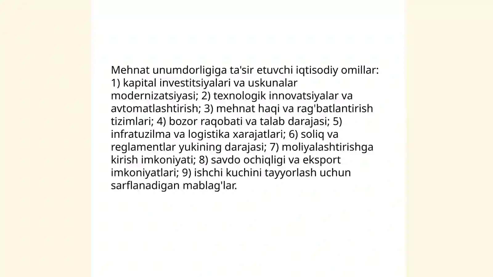 Mehnat unumdorligining darajasi va unga tasir etuvchi omillarni tasiri 4