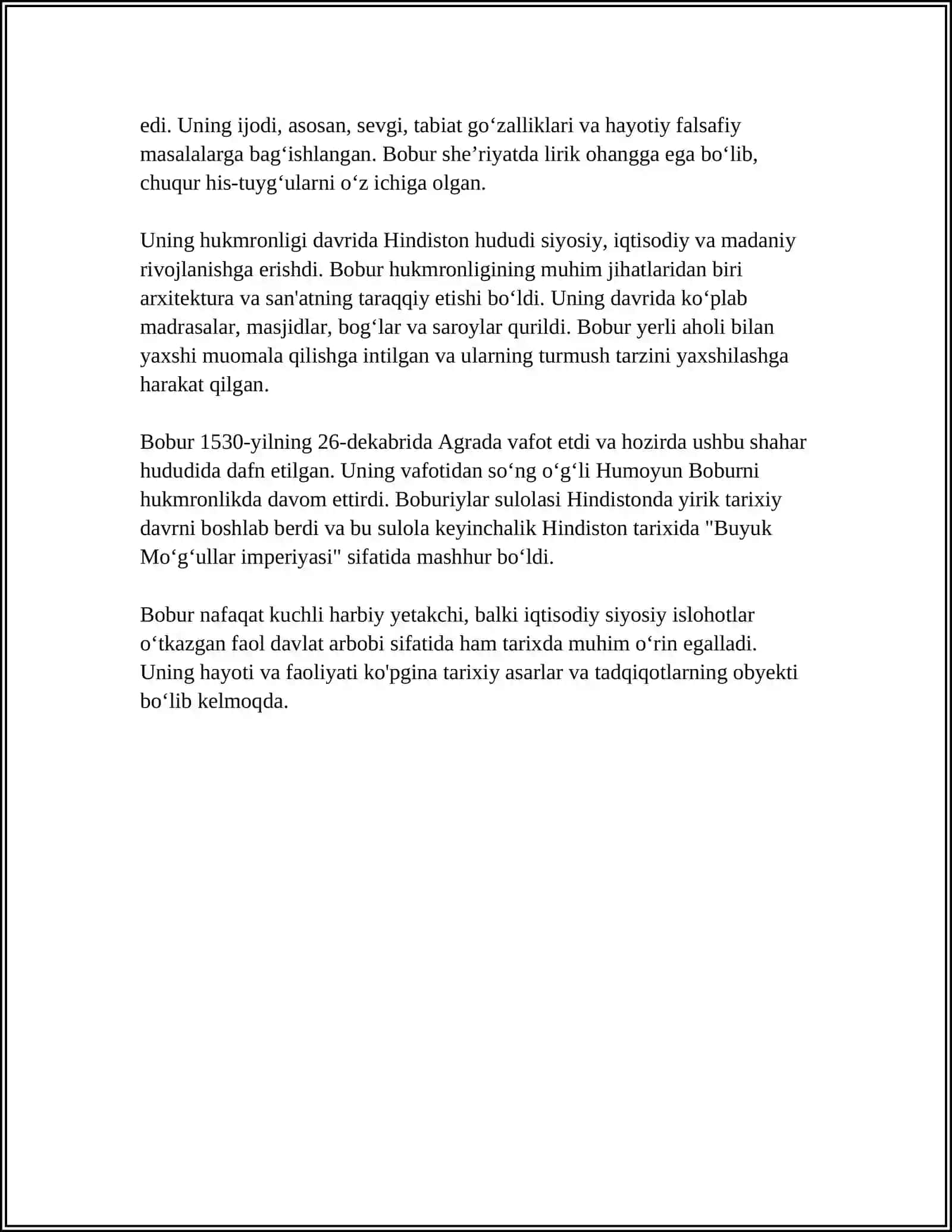 SHOX VA SHOIR- ZAHRIDDIN MUHAMMAD BOBUR TAVALLUDIGA 4