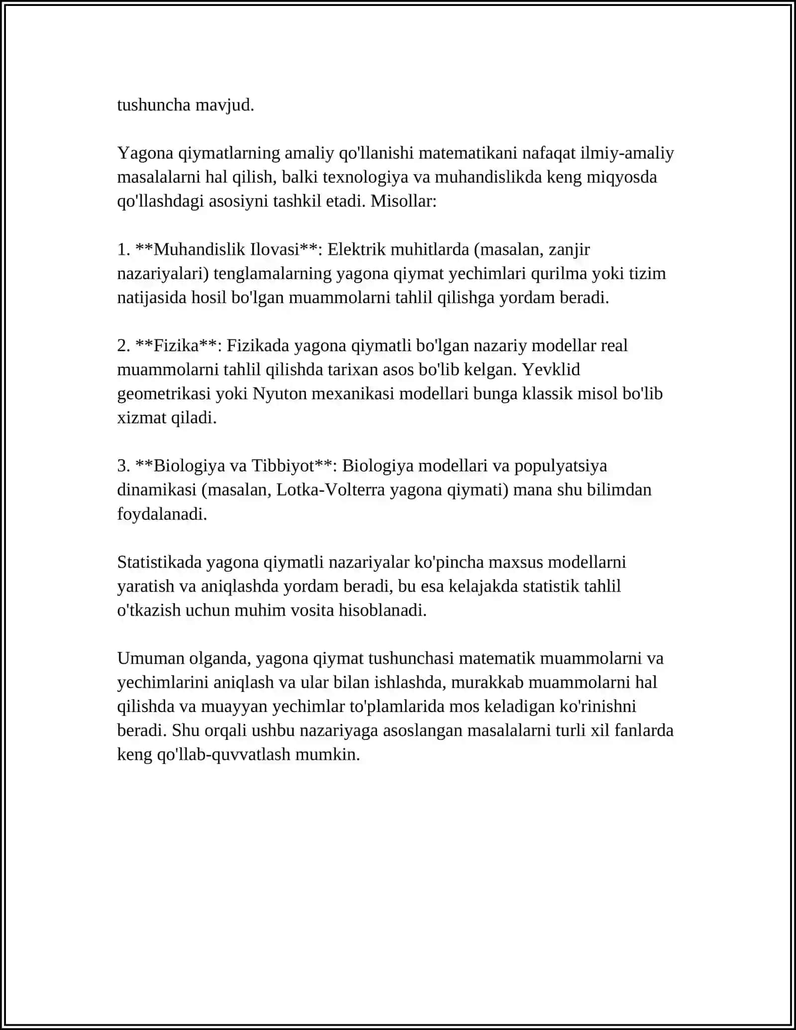 Yagona qiymatlar 4