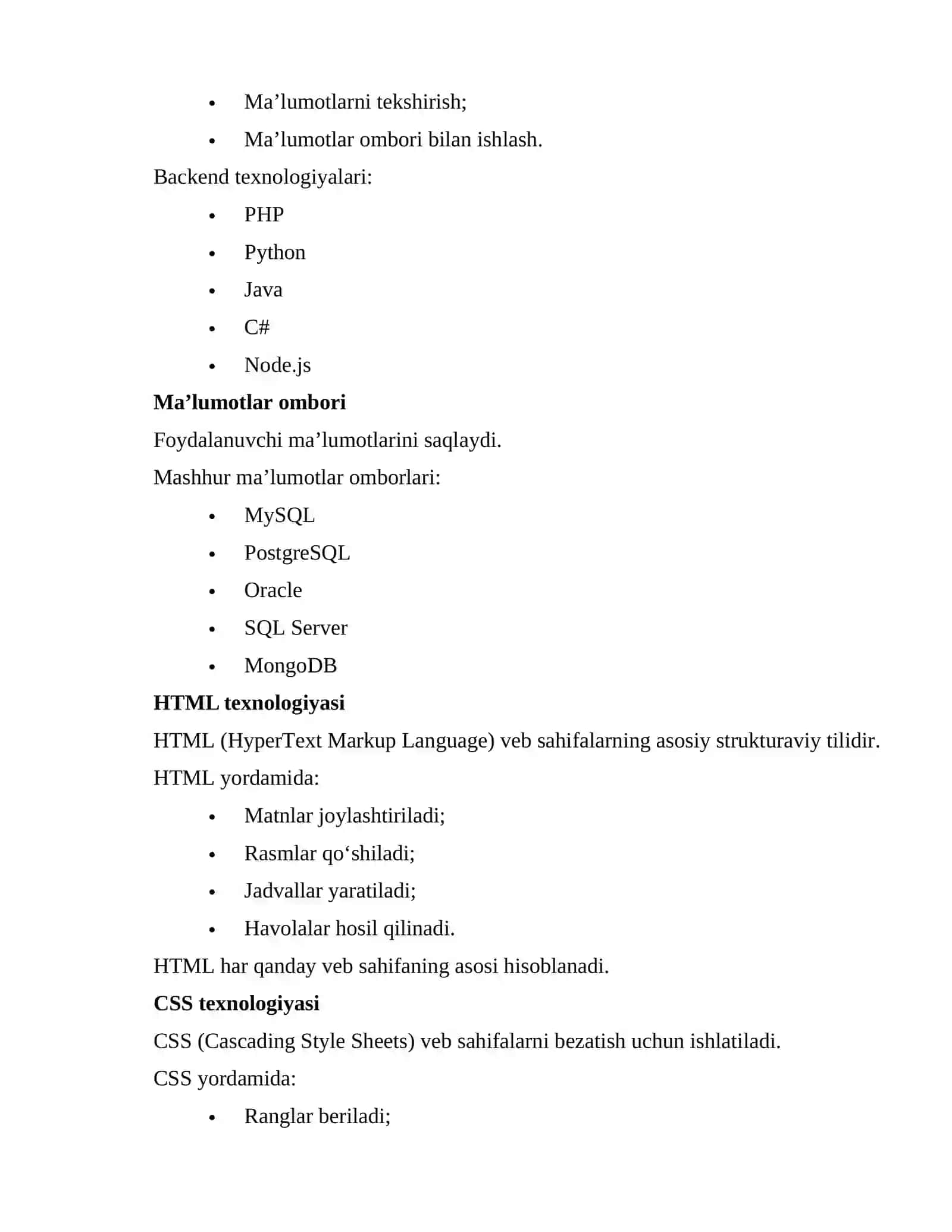 MAVZU. WEB ILOVALARNI YARATISH TEXNOLOGIYALARI 4