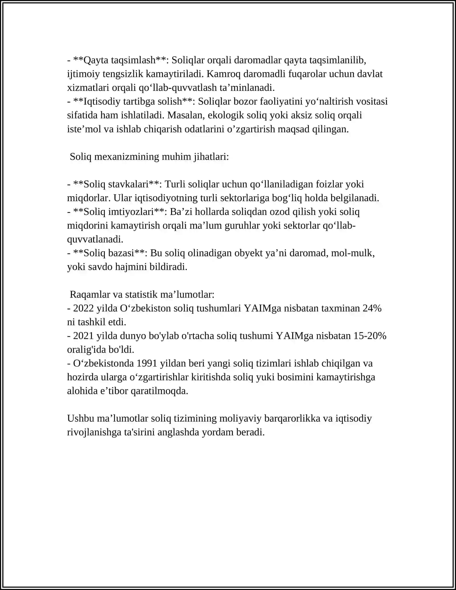 SOLIQLAR, ULARNING VAZIFALARI VA TURLARI 4