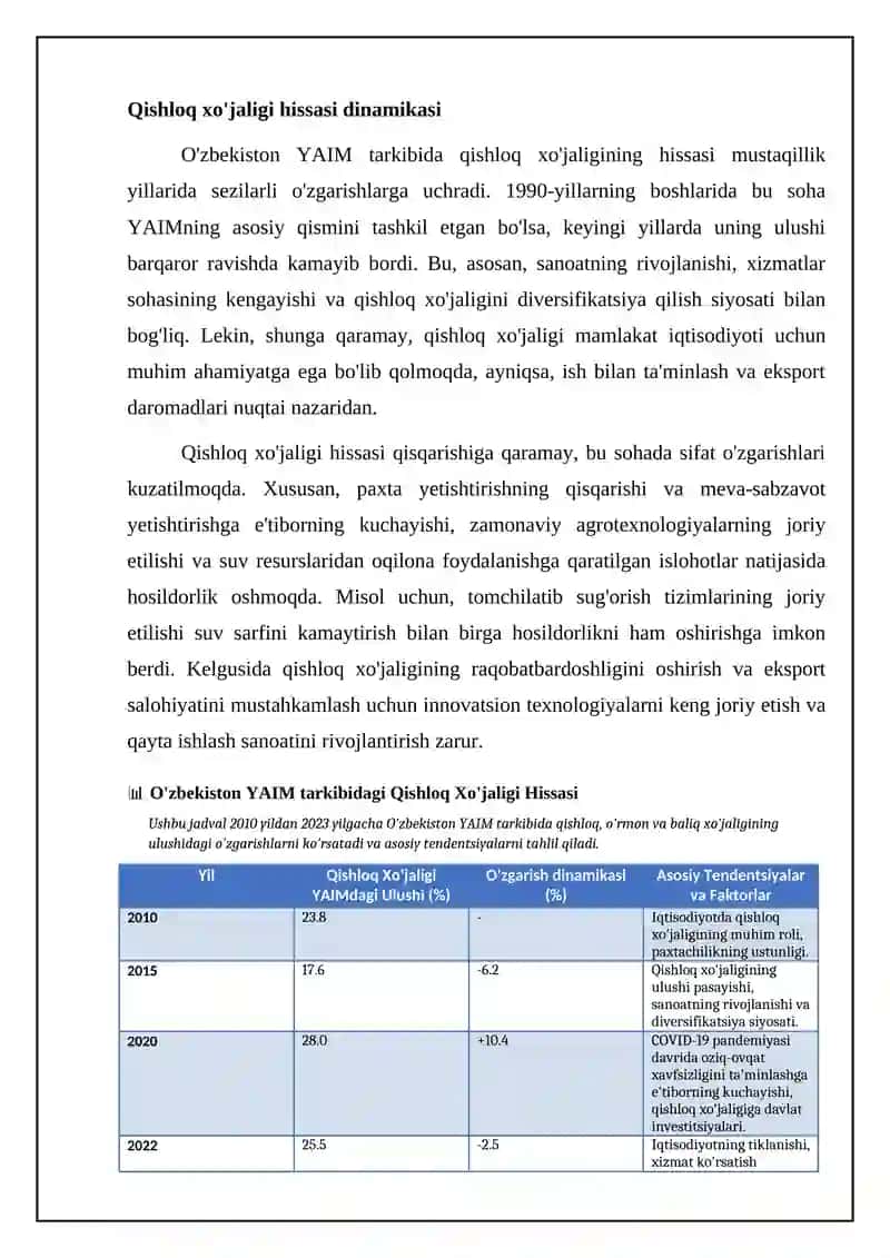 Oʻzbekiston respublikasi YaIM ning tarkibiy oʻzgarishlari tahlili 4