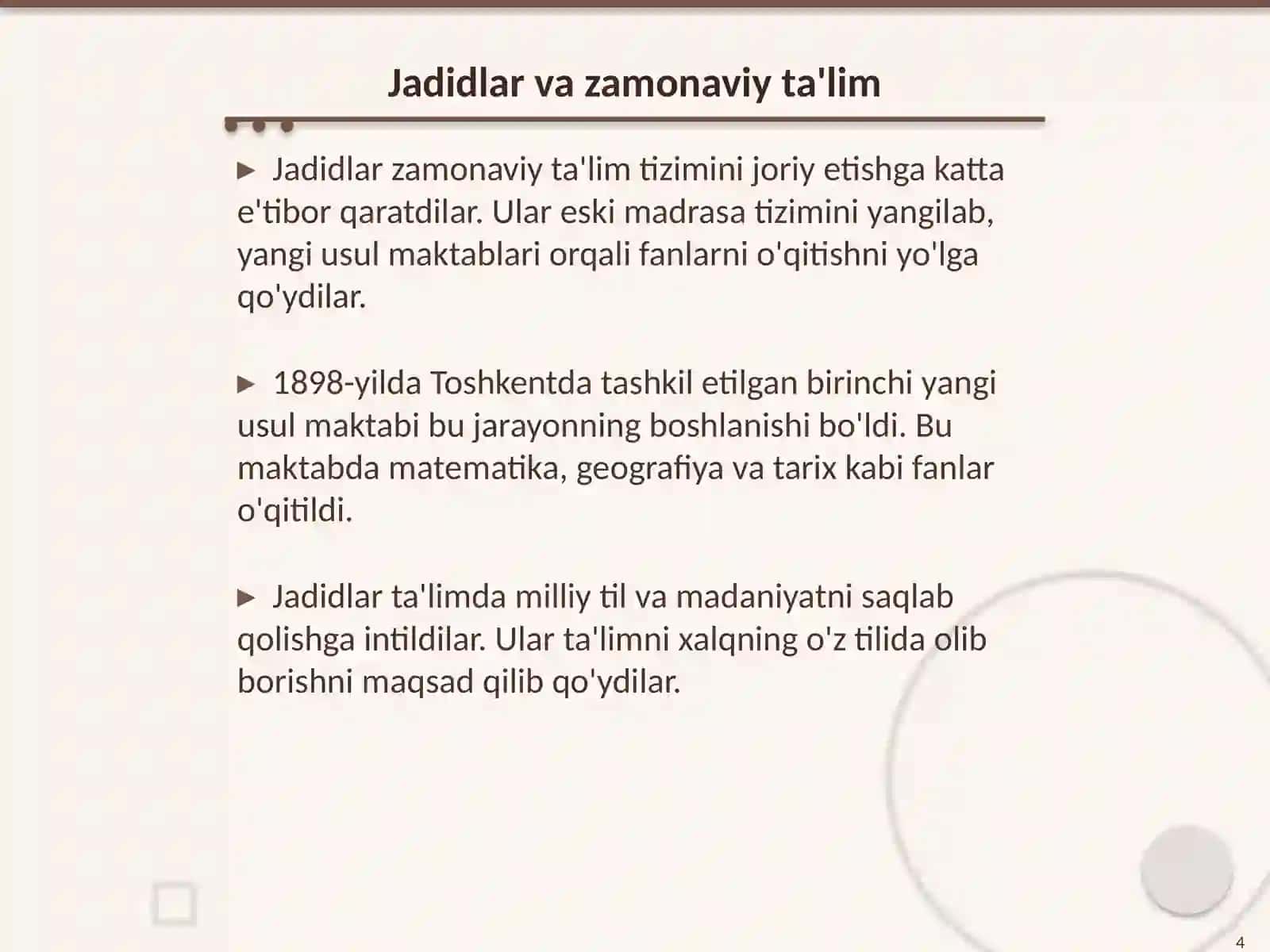 Jadid marifatparvarlarining pedagogik qarashlari 4