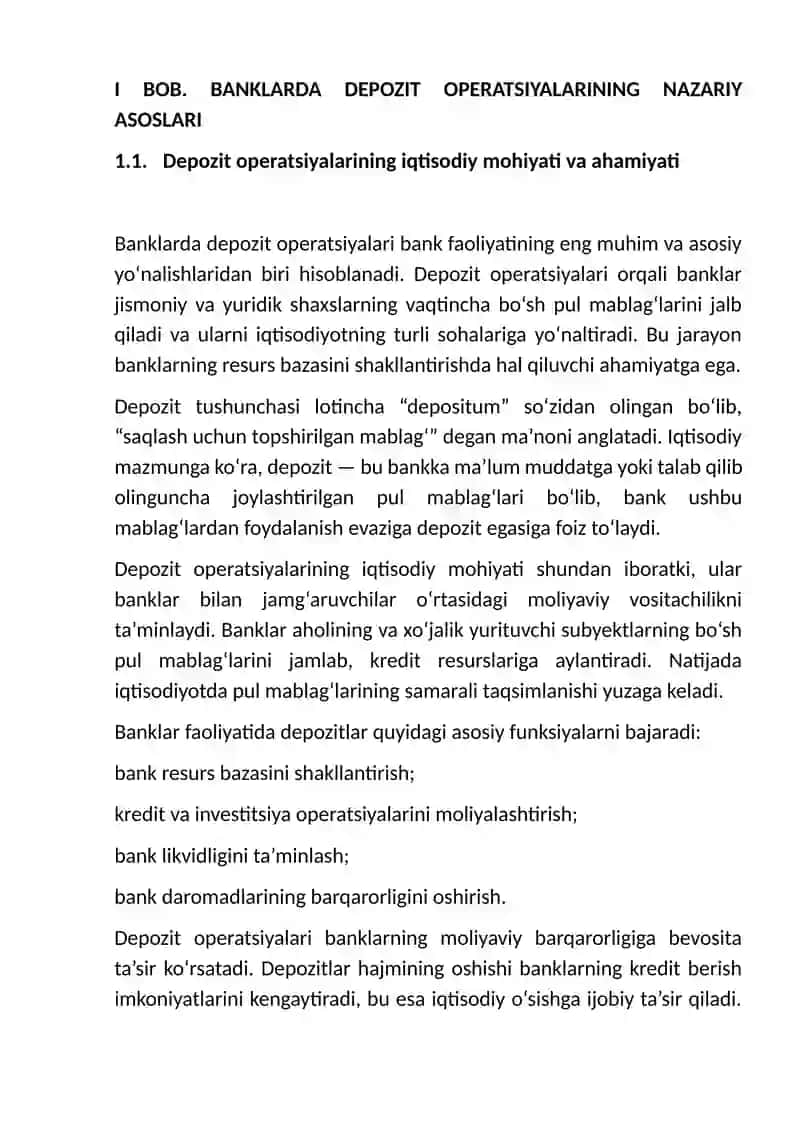 Banklarda depozit operatsiyalarining tashkil etilishi va hisobi 4