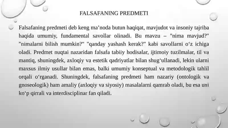 Falsafaning predmeti va asosiy masalalari 4
