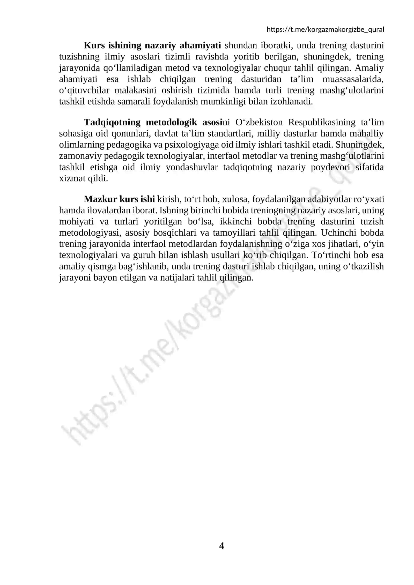 Trening pragrammasini tuzish 4