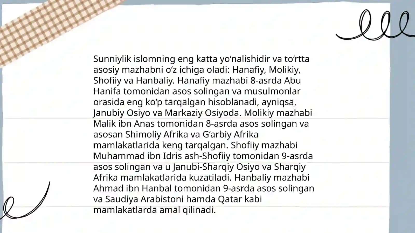 Islomdagi mazhablar va yo'nalishlar 4
