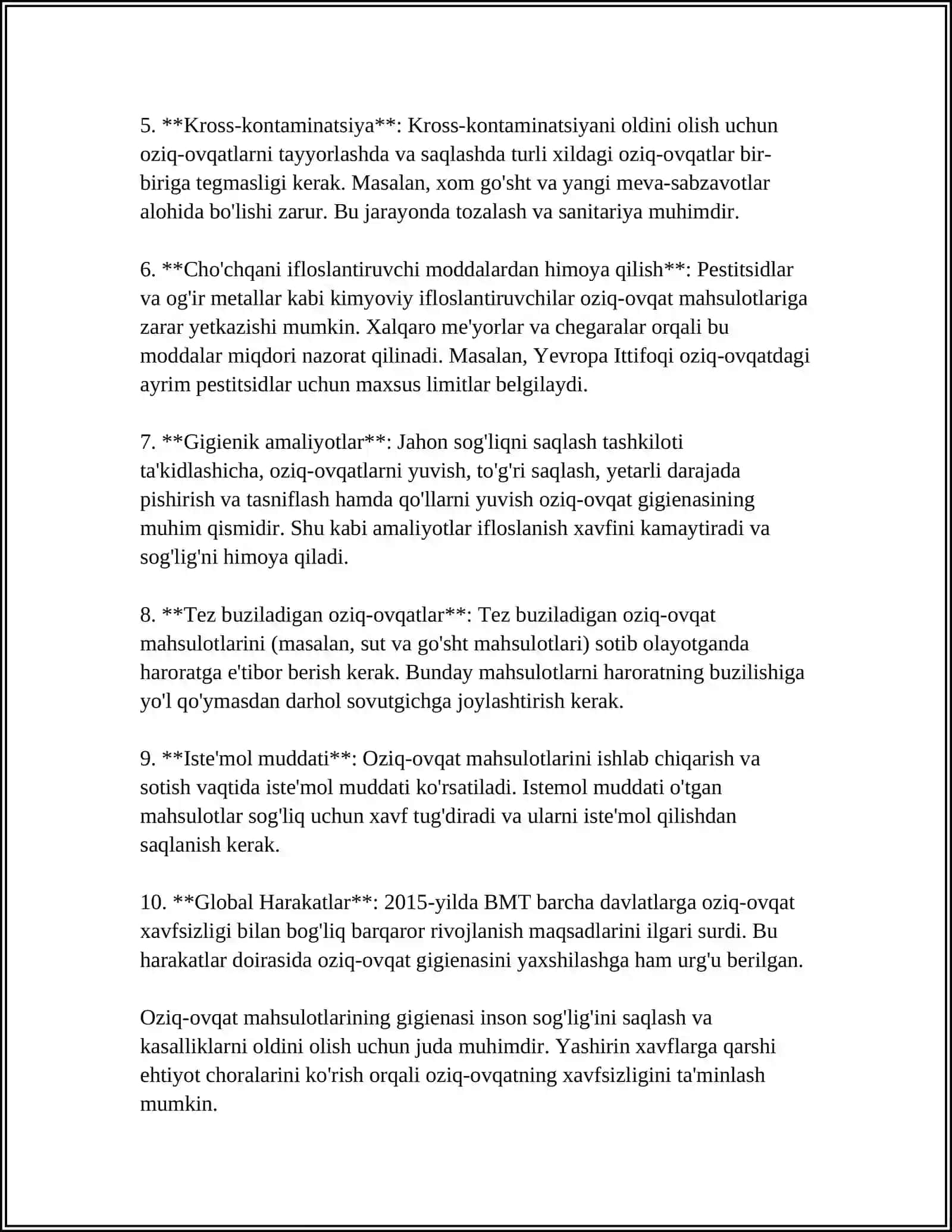 HOM-ASHYO VA TAYYOR MAHSULOTLARNING GIGIENASI 4