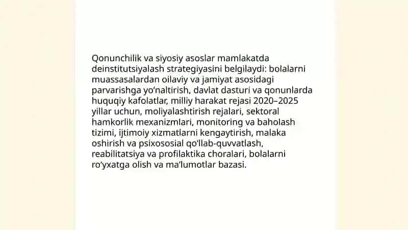Ilk yoshdagi bolalar uchun muassasalarning deinstitutsiyalash masalalari 4