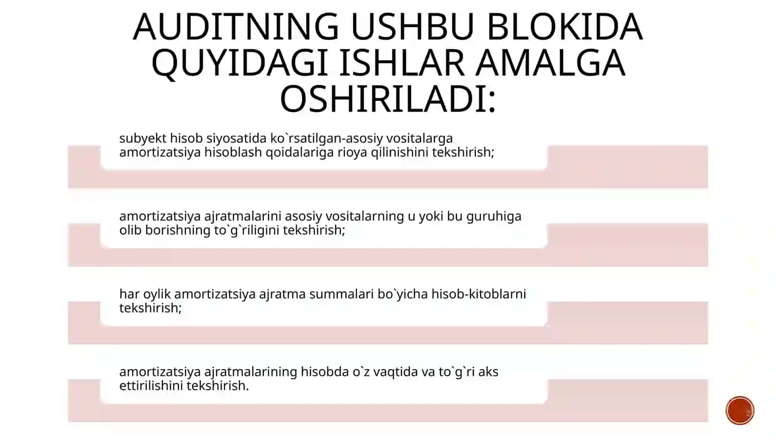 Asosiy vositalar eskirishi va keyingi sarflar auditini 4