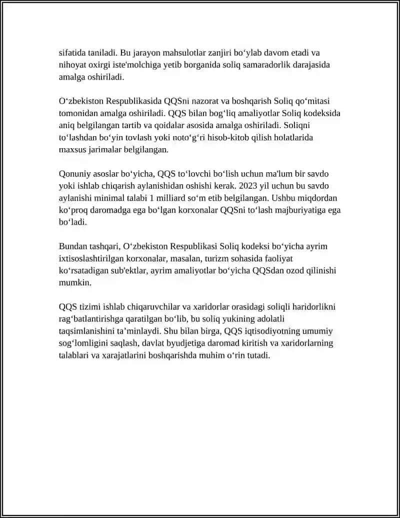 QO‘SHILGAN QIYMAT SOLIG‘INI HISOBLASH VA HISOB-KITOBLARNI TAQDIM ETISH JARAYONI 4