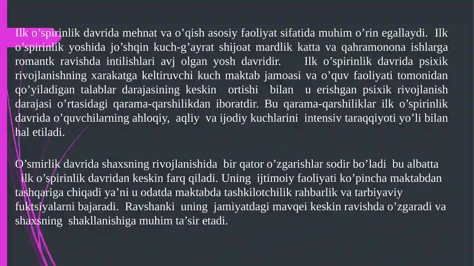 O’spirinlik davrida oquv faoliyati. O’spirinlarda kasb tanlash muammolari va yechimlar 4