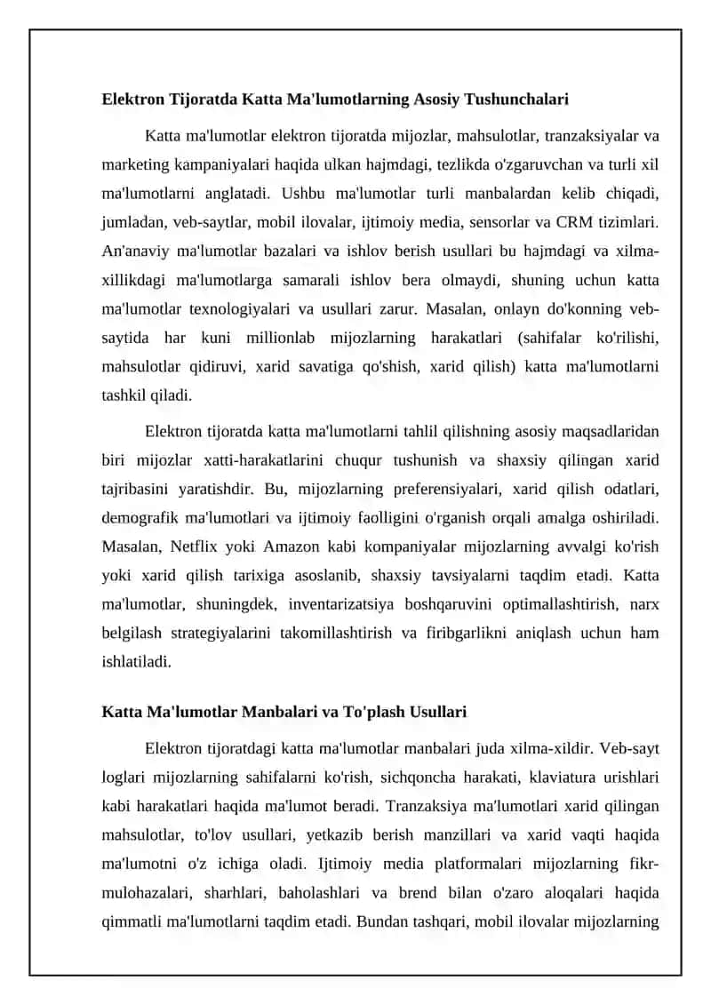 Big Dataning elektron tijoratdagi roʻli 4