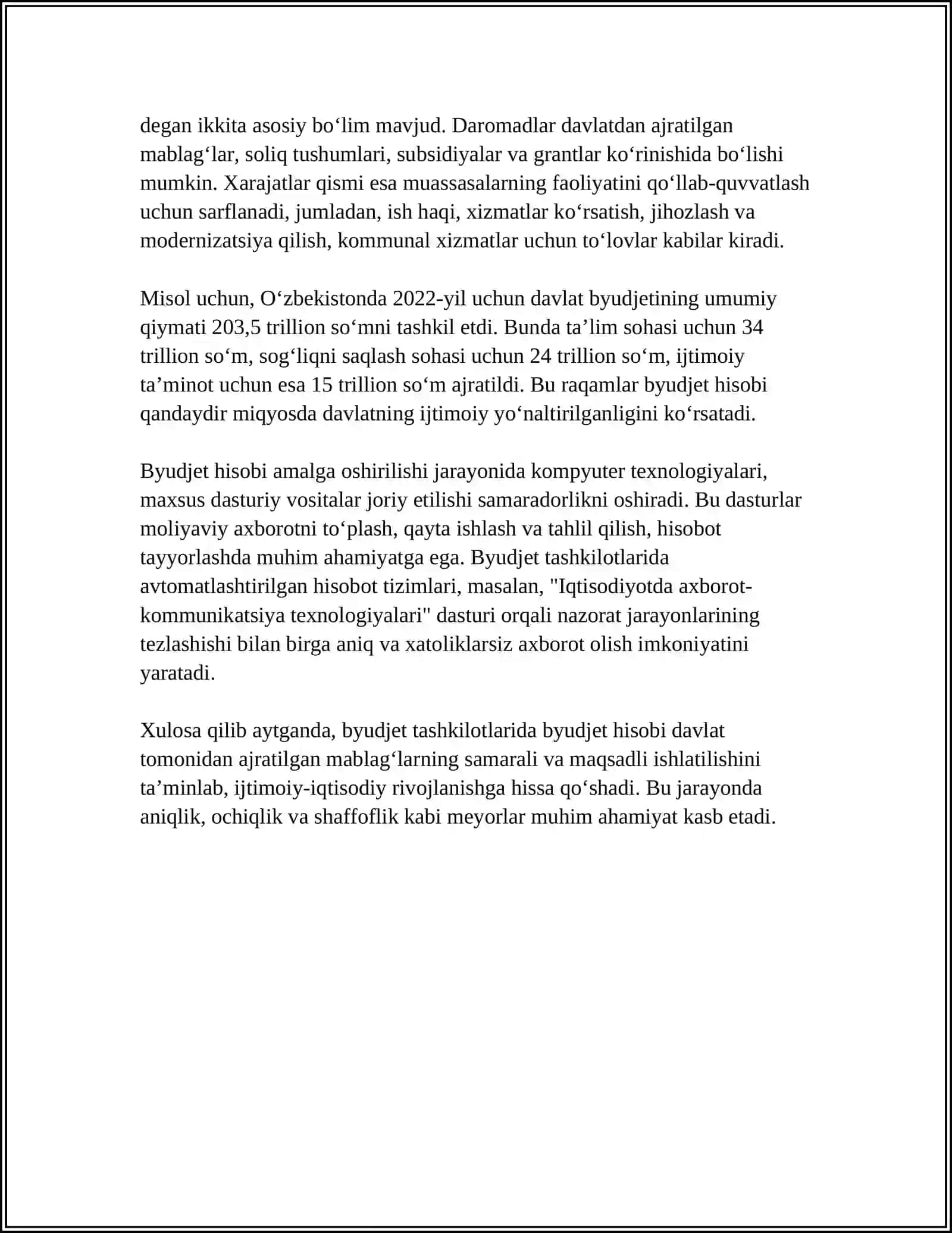BYUDJET TASHKILOTLARIDA BYUDJET HISOBINI TASHKIL QILISHNING MAQSADI VA VAZIFALARI HAMDA XUSUSIYATLARI 4