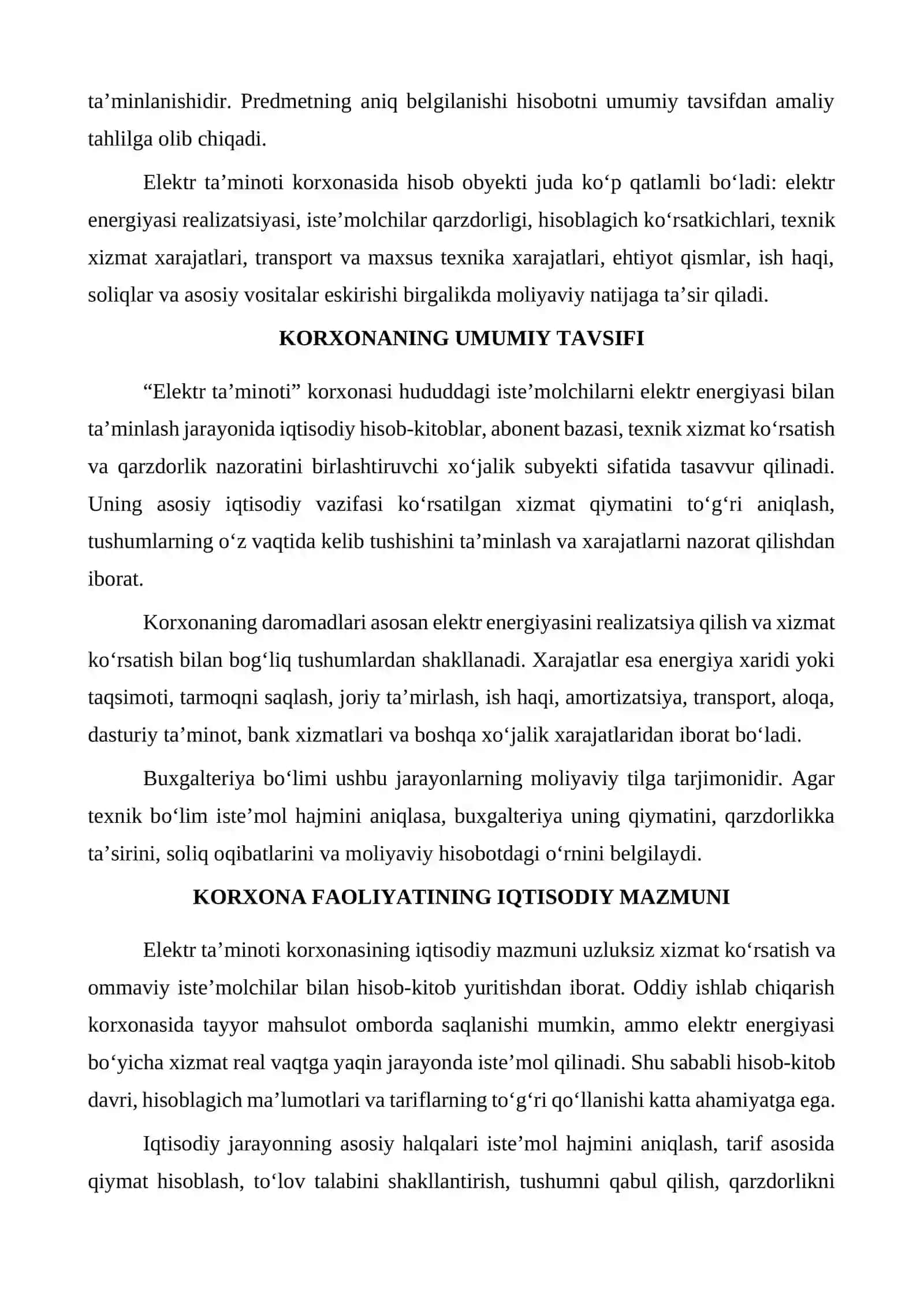 Elektr taminoti buxgalteriya amaliyot hisoboti 4