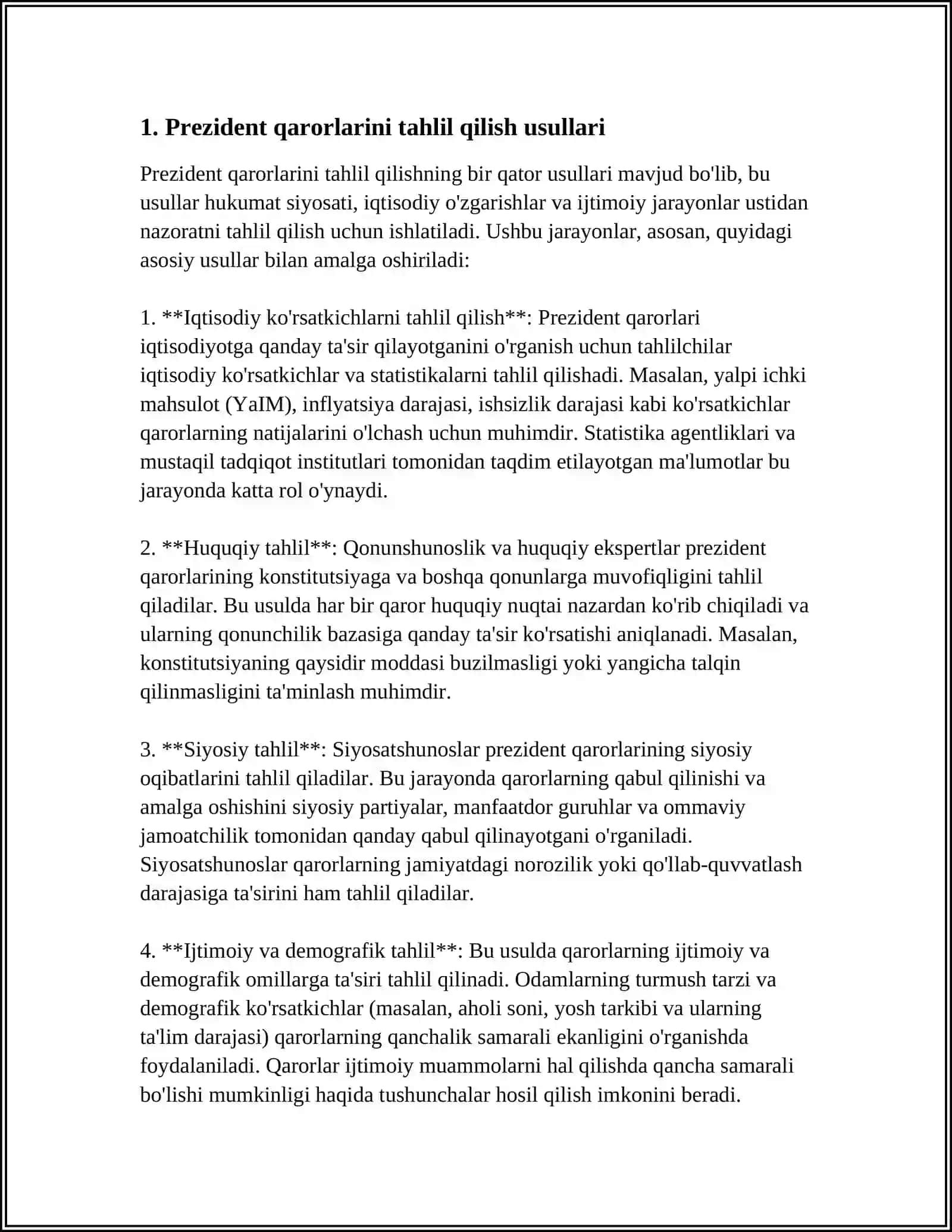 PREZIDENT QARORLARINI О‘RGANISH.OLIY MAJLIS TOMONIDAN CHIQARILGAN TABIATNI MUXOFAZA QILISHGA DOIR QONUNLARNI О‘RGANISH 4