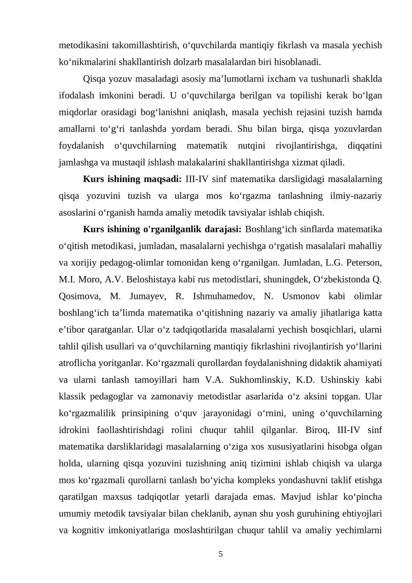 III-IV sinf matematika darsligidagi masalalarning qisqa yozuvini tuzish va ularga mos koʻrgazma tanlash 4
