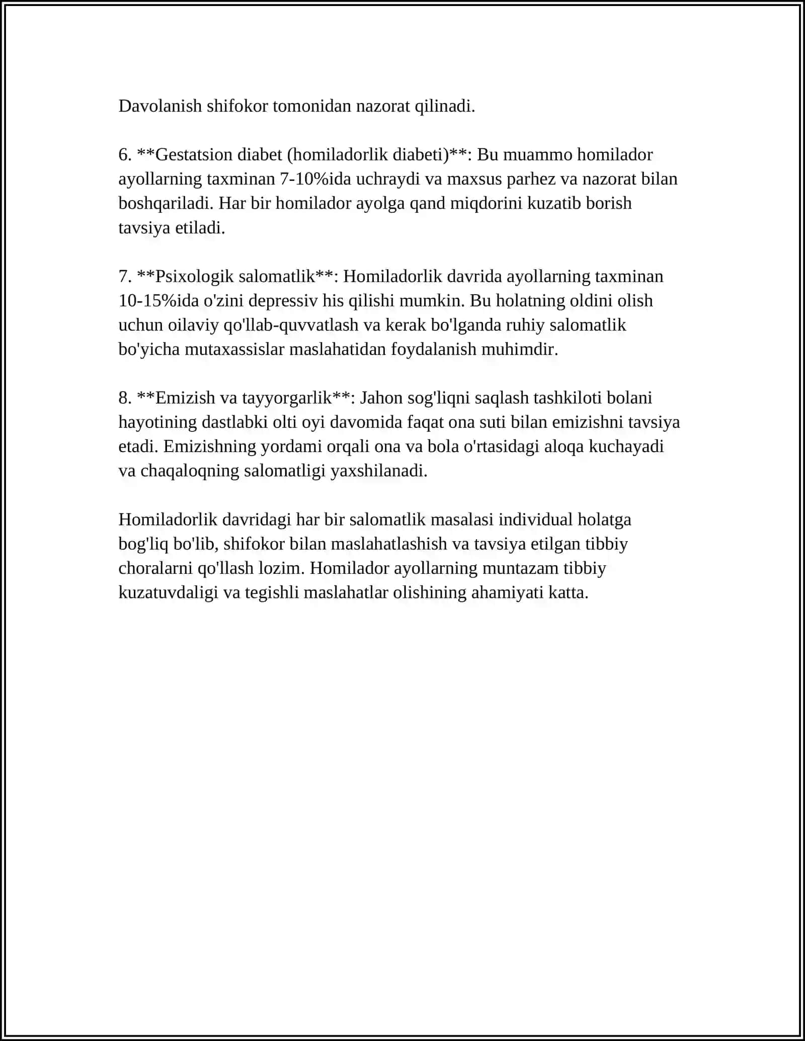 BEXAVOTIR ONALIK VA HOMILADOR AYOLLAR BILAN ISHLASH 4