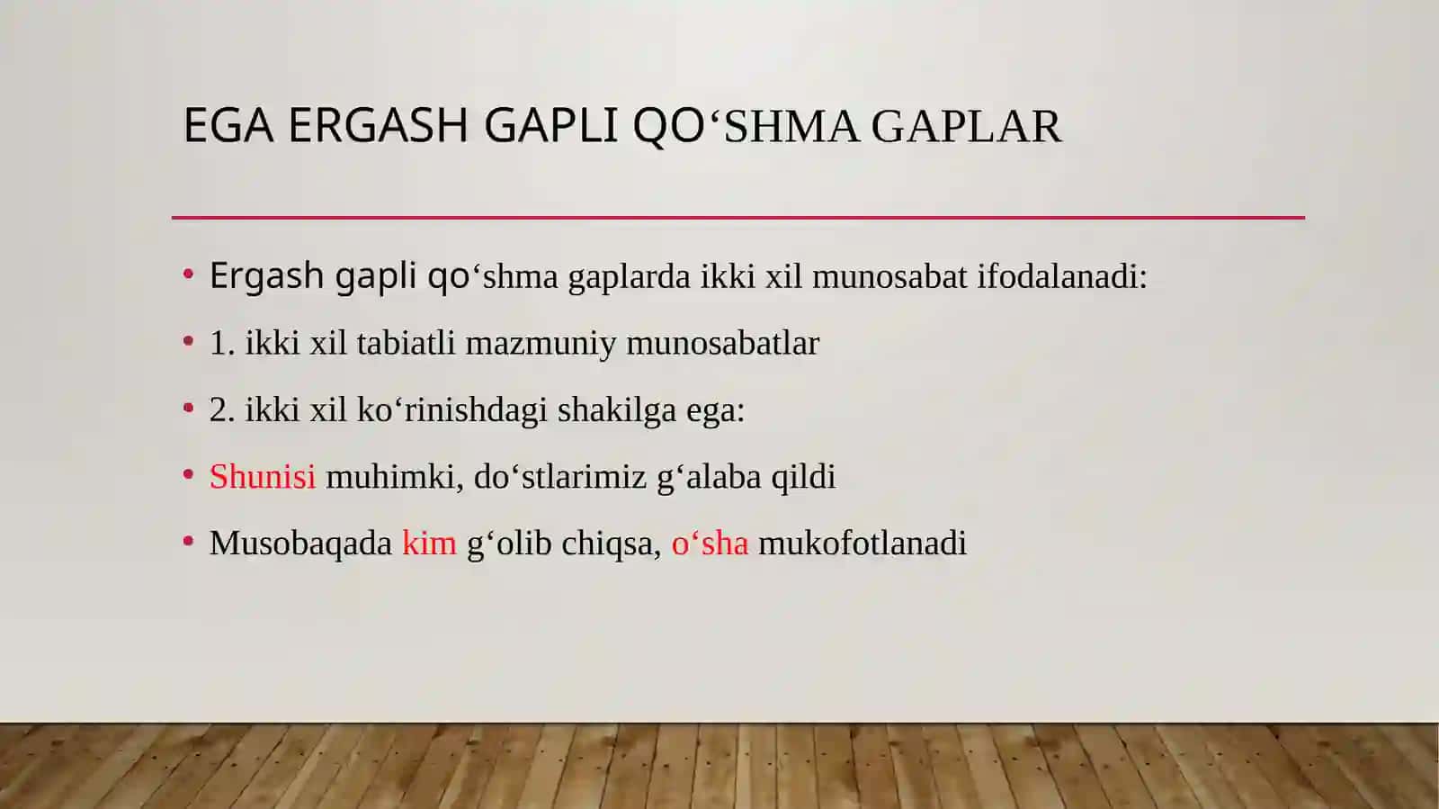 Ega,aniqlovchi,toʻldiruvchiergashgaplar 4