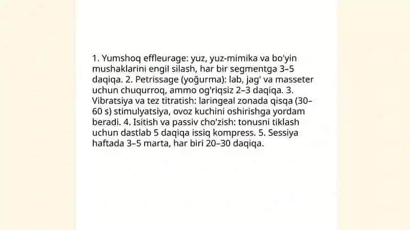 Nutqning buzilish xususiyatiga qarab massaj usullarini tanlash Barno Husniddinova 4