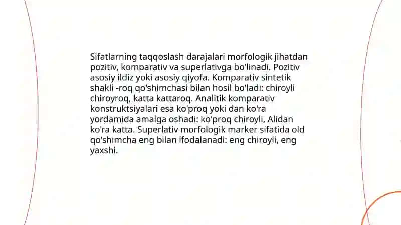 Morfologik tahlil sifat va son soʻz turkumining lisoniy tahlili 4