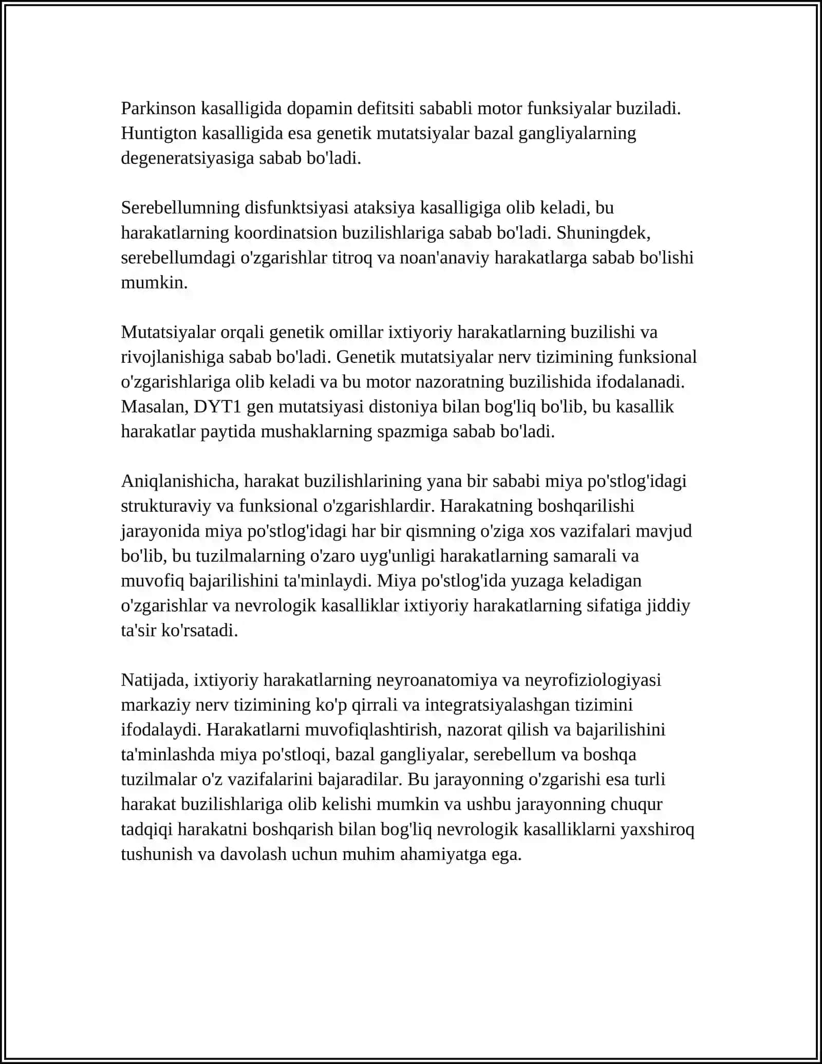 IXTIYORIY HARAKAT VA UNING BUZILISHLARI.MUTATSIYALAR VA ULARNING SABABLARI 4