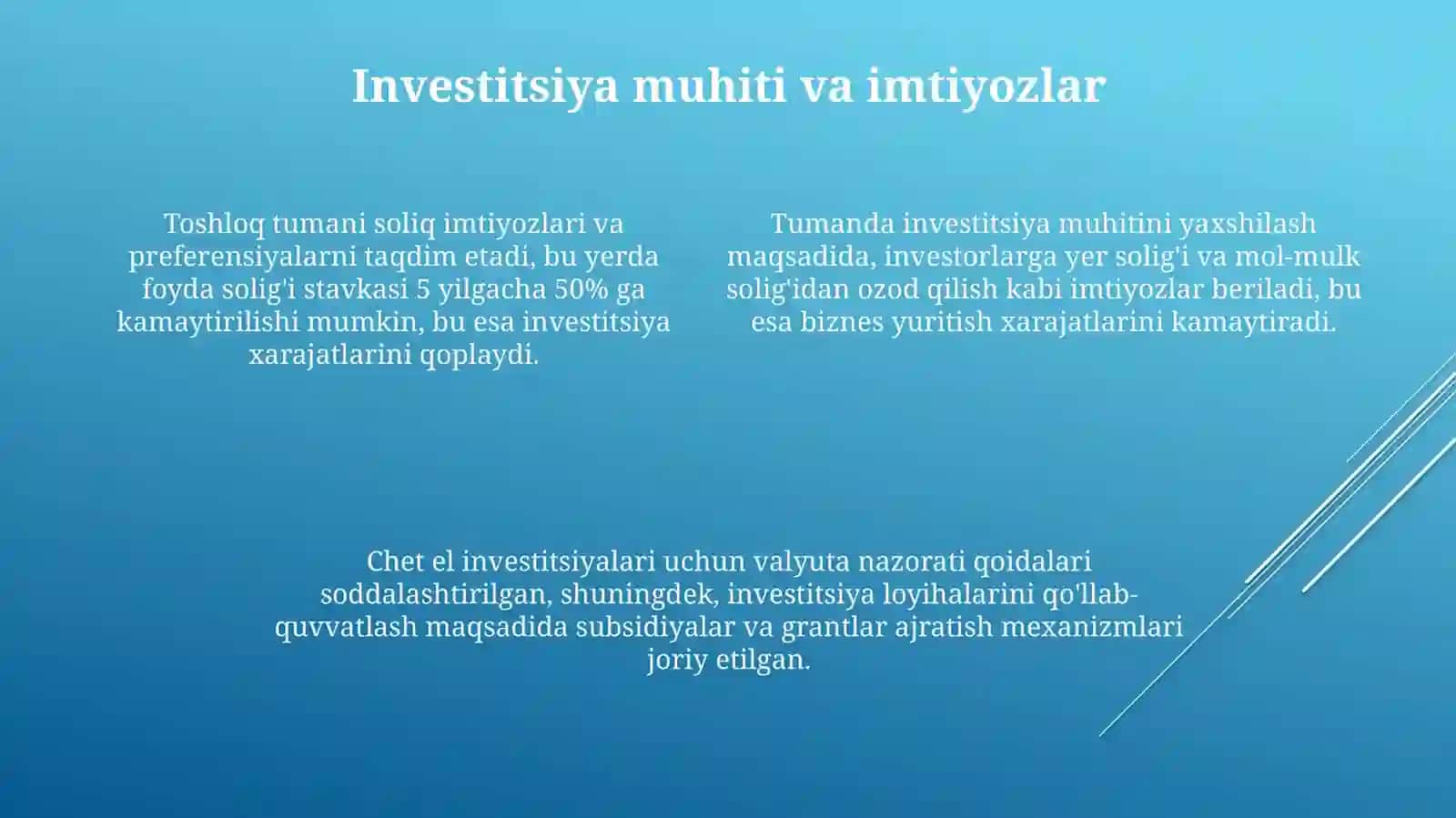 Toshloq tumanining investitsiya jozibadorligi 4