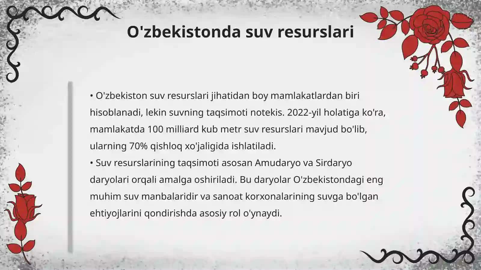 O'zbekiston Respublikasida sanoat korxonalarini suv bilan ta'minlash tizimlarini rivojlanishi 4