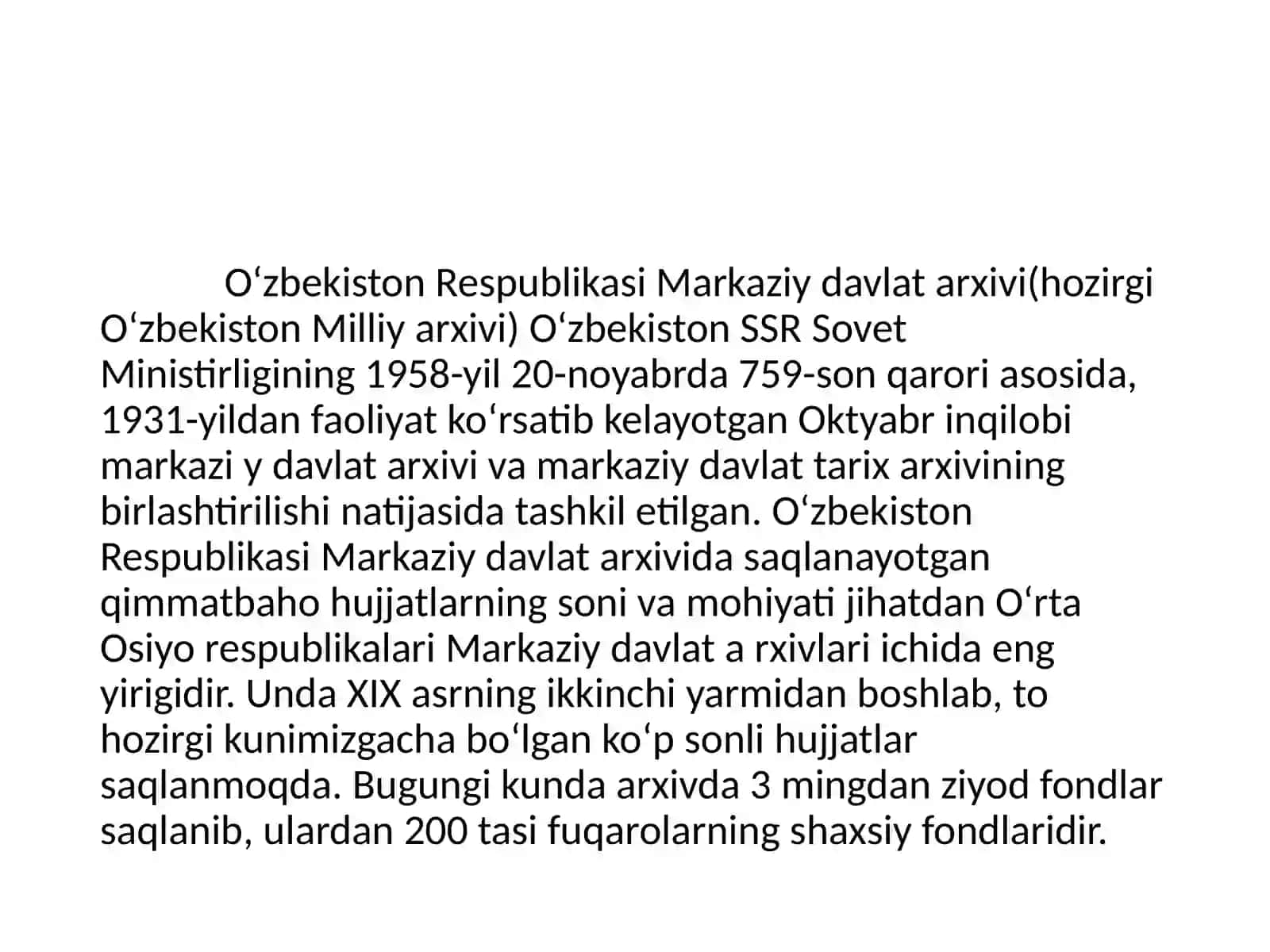 OʻzSSR kasabauyushlari Markaziy davlat arxivi 4