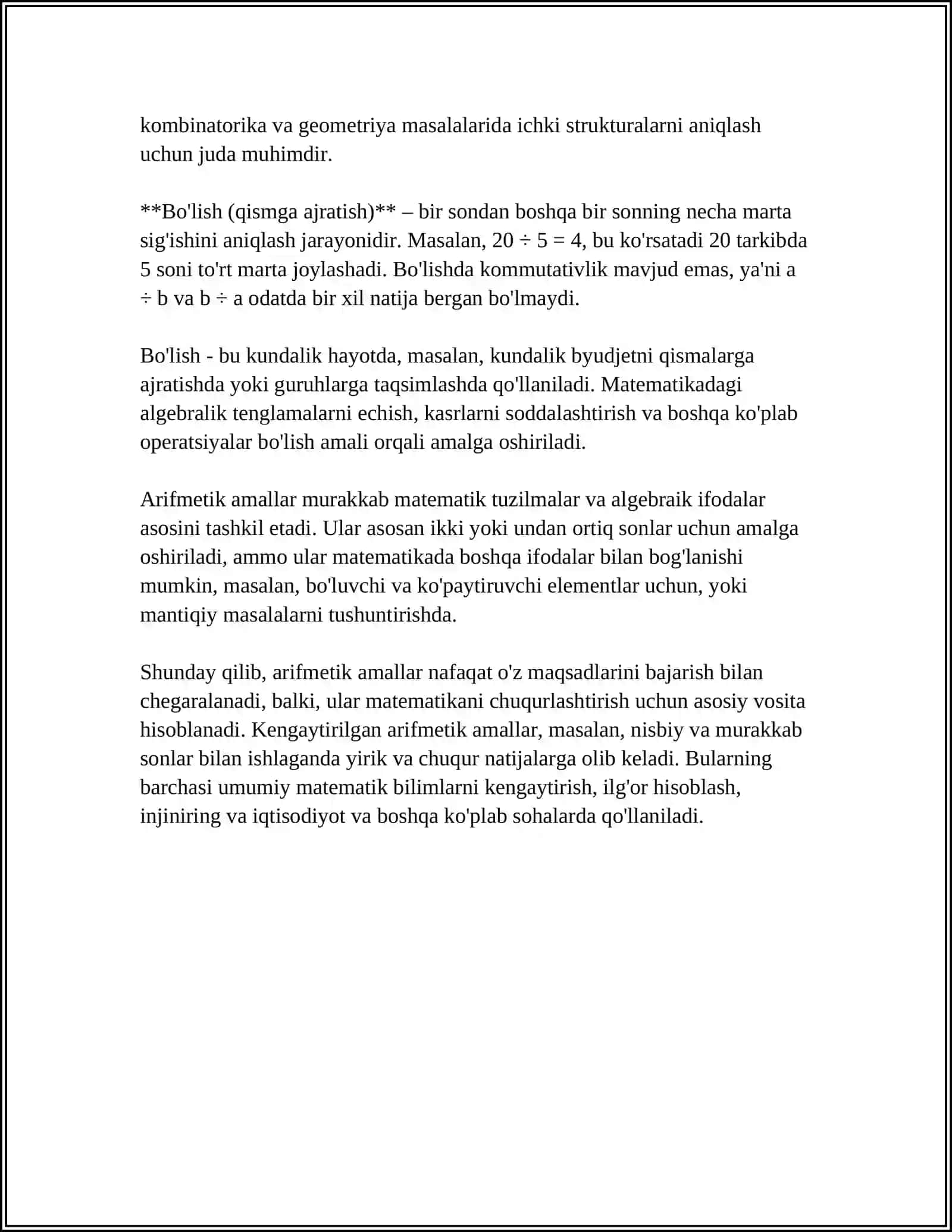 BOSHLANG'ICH SINFDA MATEMATIKADAN IQTIDORLI O'QUVCHILAR BILAN ISHLASH.3-SINF MISOLIDA 4